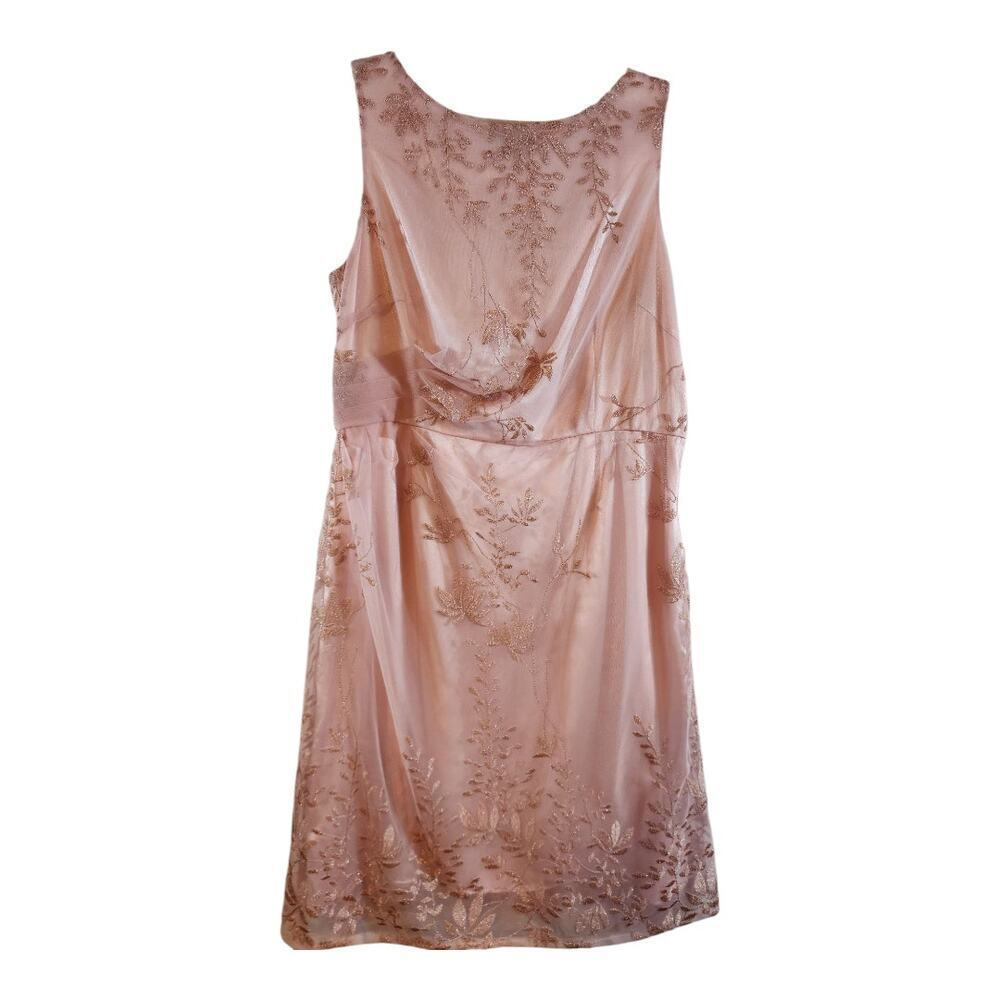 Tahari Arthur S. Levine ASL dress sz 14 pink metallic embroider sheer lined - Picture 1 of 16
